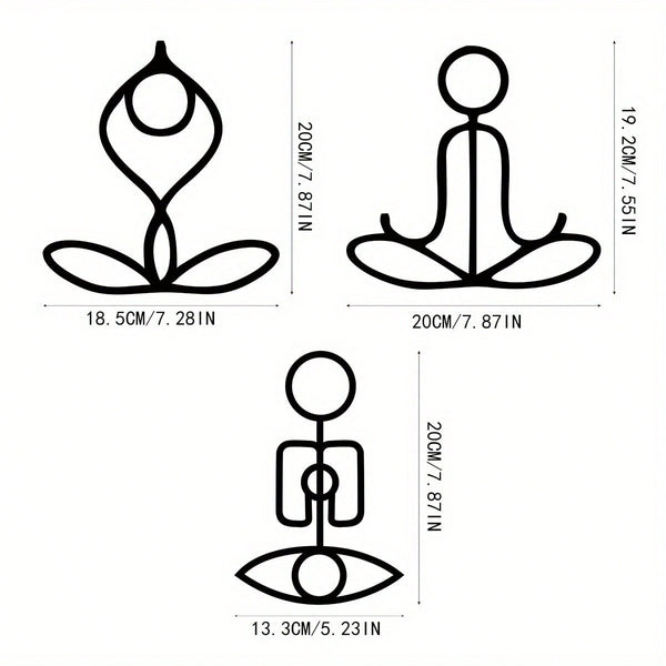 3 PiecesGym Pose Metal Wall Art, Elegant Lounge Decor With Artistic Patterns - Perfect For Room Decor, Wall Decoration, Home Decor.