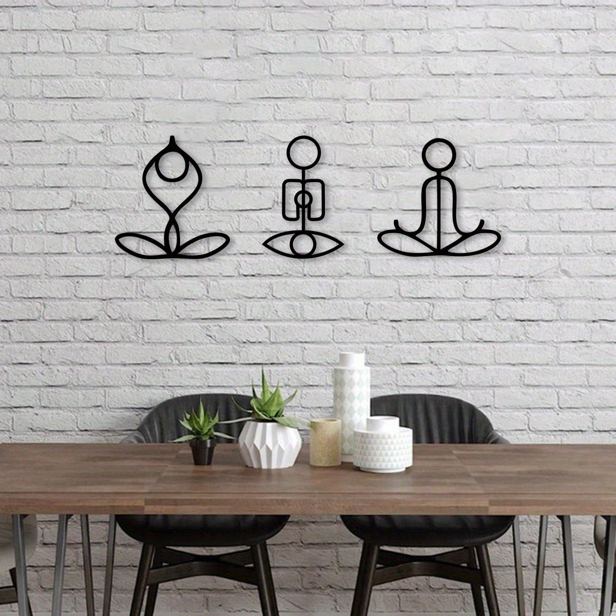 3 PiecesGym Pose Metal Wall Art, Elegant Lounge Decor With Artistic Patterns - Perfect For Room Decor, Wall Decoration, Home Decor.