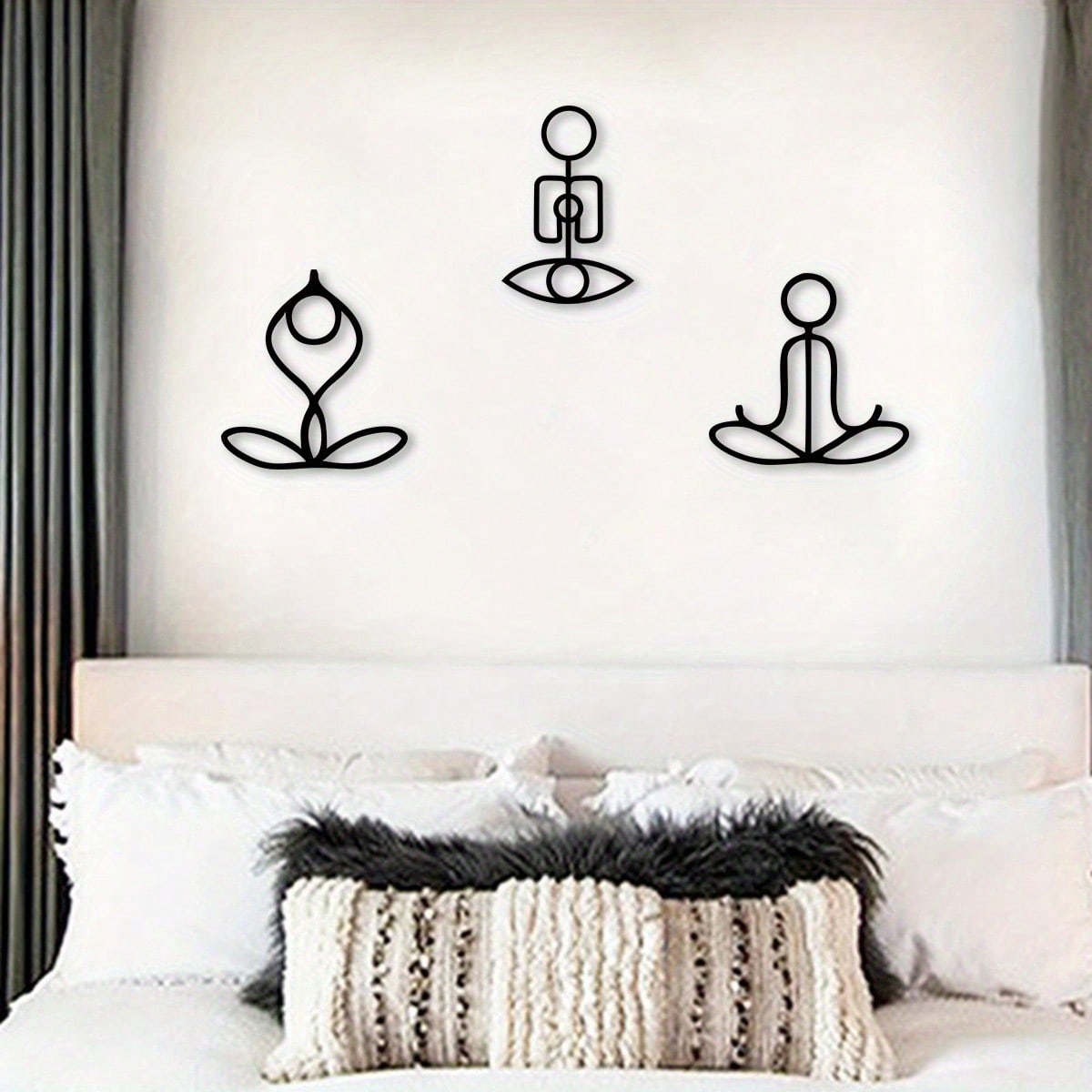 3 PiecesGym Pose Metal Wall Art, Elegant Lounge Decor With Artistic Patterns - Perfect For Room Decor, Wall Decoration, Home Decor. Main image