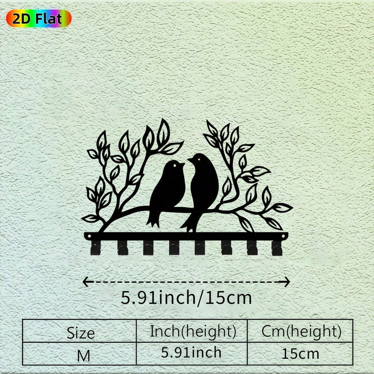 1 piece branch bird metal hook, 8 hook coat hat key hanger. Natural theme decorative finishing rack for porches, bedrooms and living rooms, handicraft design