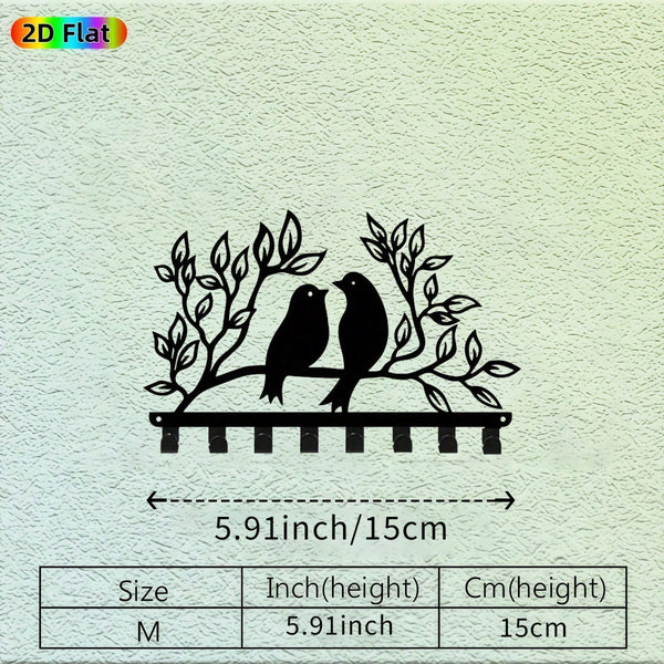 1 piece branch bird metal hook, 8 hook coat hat key hanger. Natural theme decorative finishing rack for porches, bedrooms and living rooms, handicraft design
