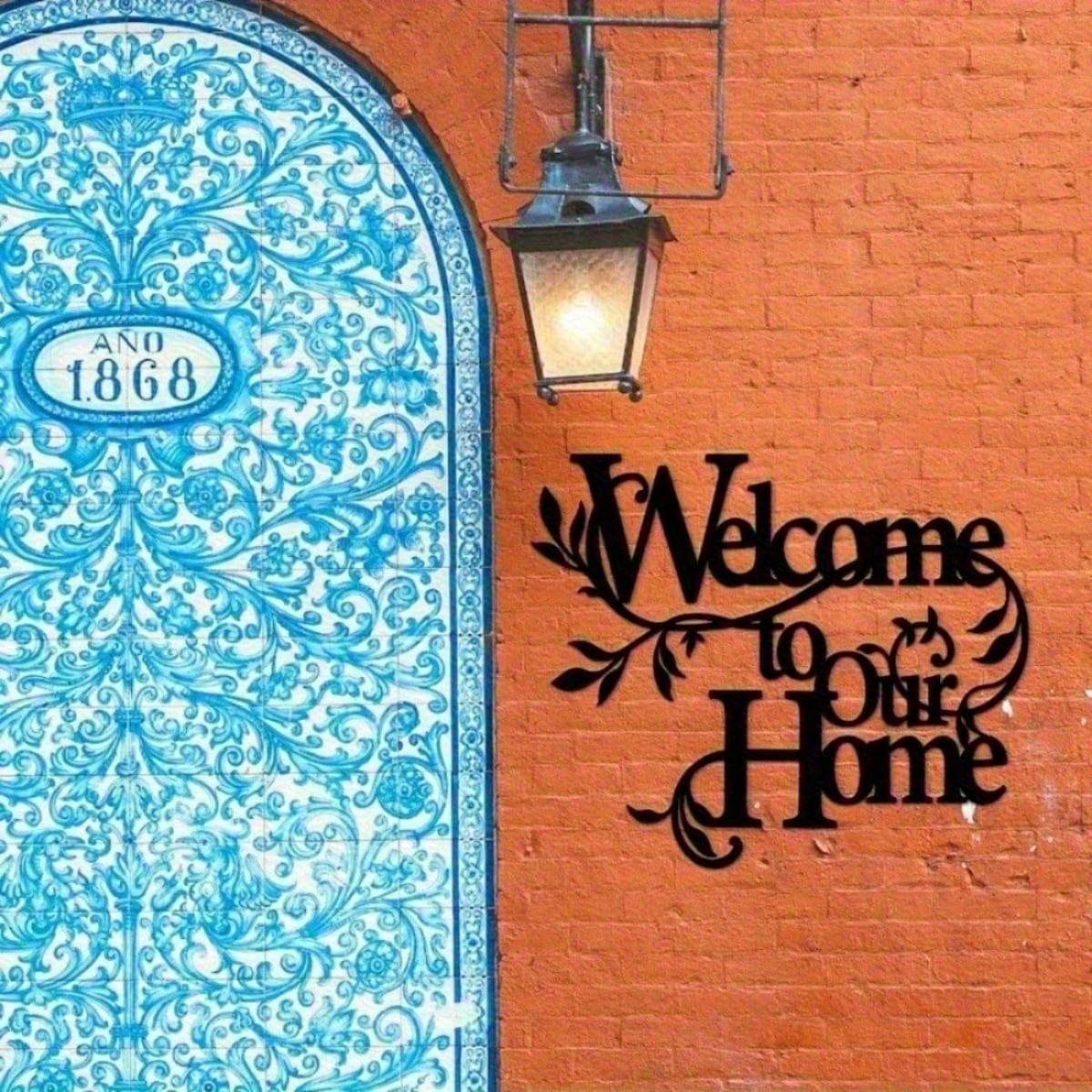 Welcome to Our Home" Metal Wall Plaque - Ready-to-Hang Entryway Sign | Instant Cozy Farmhouse Decor-Heartwarming Entryway & Living Room Decor.Decorative Signs & Plaques