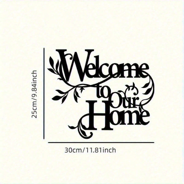 Welcome to Our Home" Metal Wall Plaque - Ready-to-Hang Entryway Sign | Instant Cozy Farmhouse Decor-Heartwarming Entryway & Living Room Decor.Decorative Signs & Plaques