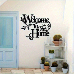 Welcome to Our Home" Metal Wall Plaque - Ready-to-Hang Entryway Sign | Instant Cozy Farmhouse Decor-Heartwarming Entryway & Living Room Decor.Decorative Signs & Plaques