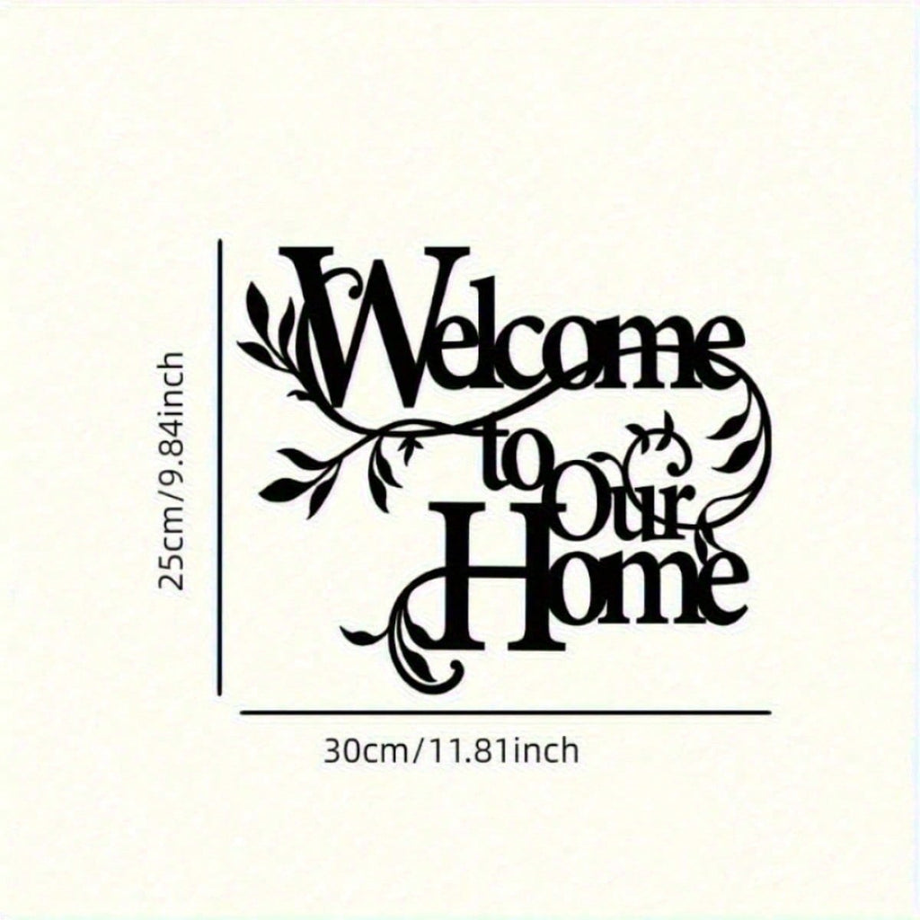 Welcome to Our Home" Metal Wall Plaque - Ready-to-Hang Entryway Sign | Instant Cozy Farmhouse Decor-Heartwarming Entryway & Living Room Decor.Decorative Signs & Plaques
