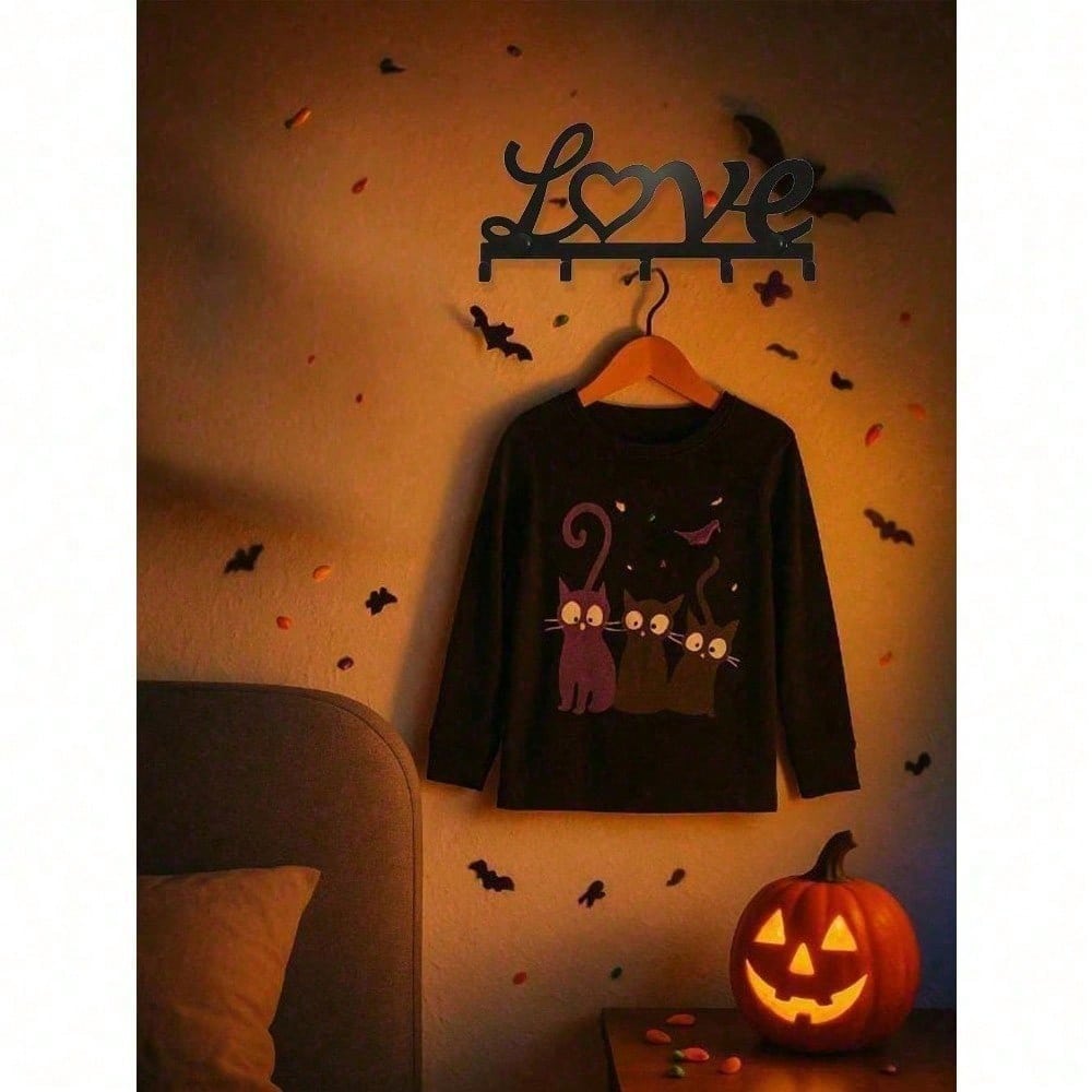 Gothic Skull & Love -Hook Key Holder - Black Metal Wall Mount Entryway Organizer | Witchy Gothic Decor