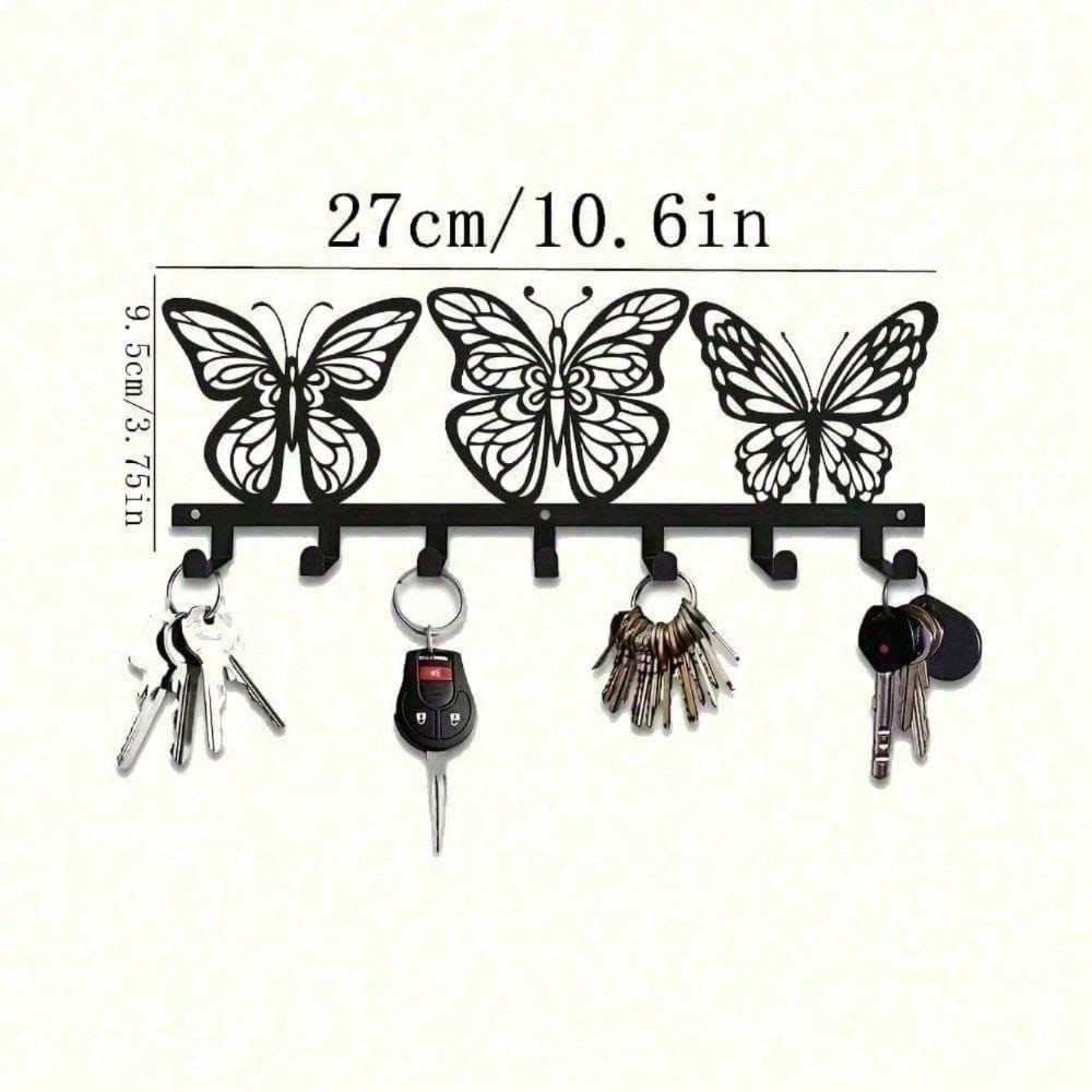 Gothic Skull & Love -Hook Key Holder - Black Metal Wall Mount Entryway Organizer | Witchy Gothic Decor