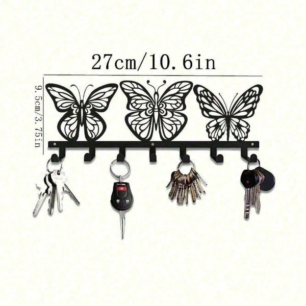 Gothic Skull & Love -Hook Key Holder - Black Metal Wall Mount Entryway Organizer | Witchy Gothic Decor