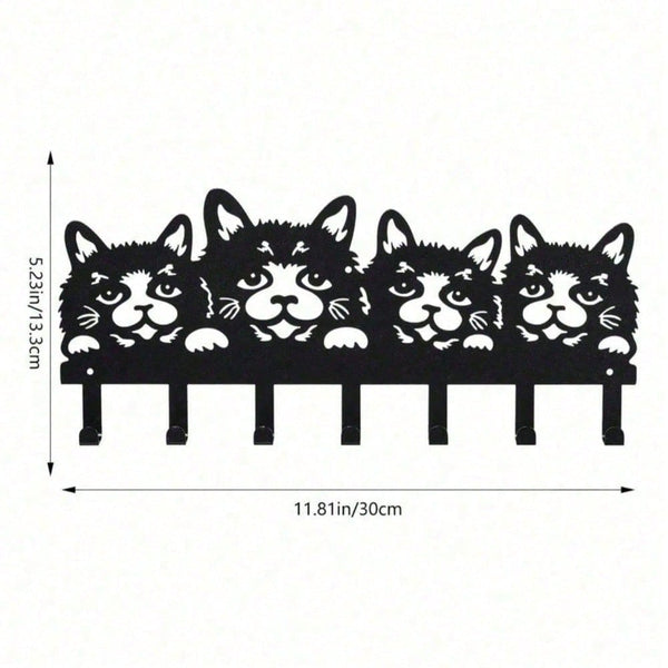 Gothic Skull & Love -Hook Key Holder - Black Metal Wall Mount Entryway Organizer | Witchy Gothic Decor