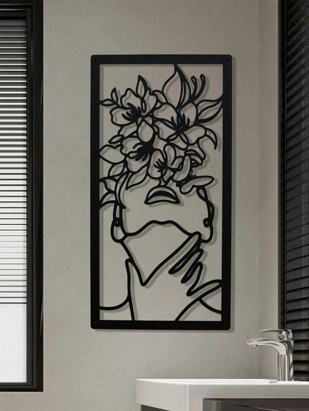 1 piece of flower dream creative metal home decoration linear female art mural, suitable for decorating kitchen, bedroom, living room, study