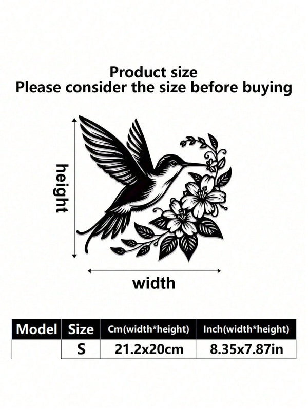 1 piece of hummingbird and flower metal wall art, metal signs, murals, suitable for home decoration, garden decoration, room decoration, wall decoration, outdoor decoration, country style, farm, Halloween/Thanksgiving/Christmas gifts, bird decoration