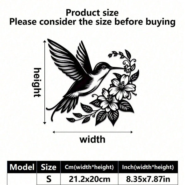 1 piece of hummingbird and flower metal wall art, metal signs, murals, suitable for home decoration, garden decoration, room decoration, wall decoration, outdoor decoration, country style, farm, Halloween/Thanksgiving/Christmas gifts, bird decoration
