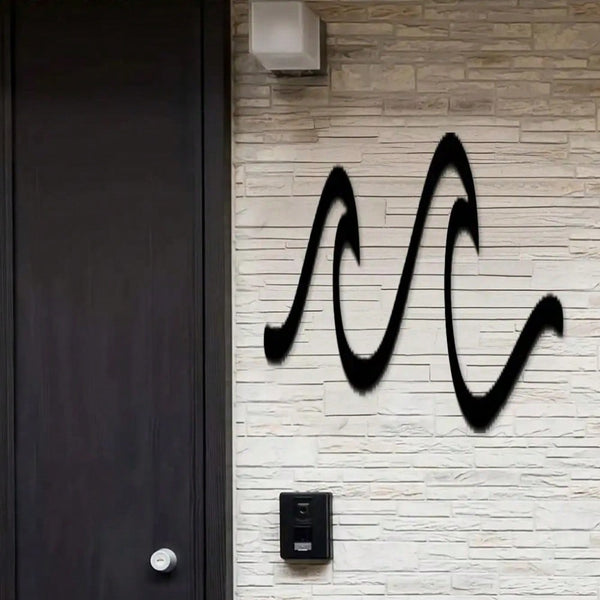 1 piece of abstract wave metal wall hanging sculpture, black powder coated wrought iron, modern style decoration, suitable for living room, study, office