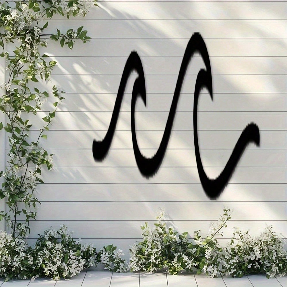 1 piece of abstract wave metal wall hanging sculpture, black powder coated wrought iron, modern style decoration, suitable for living room, study, office