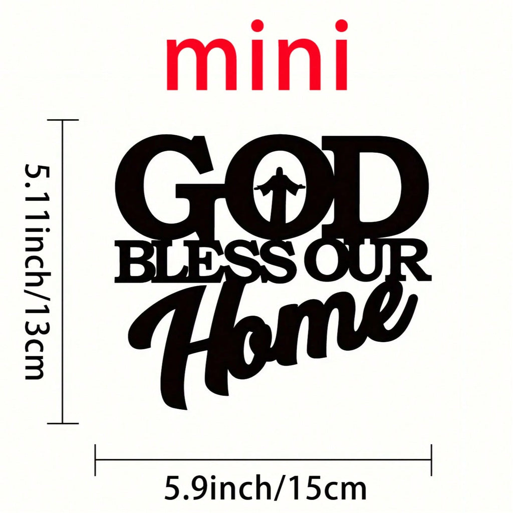 Elegant Christian Metal Wall Art, Featuring Intricate Black Sculptural Design And Engraved Scripture. Crafted From Durable Metal, Perfectly Accents Living Room, Bedroom, And Dining Room, Infusing Faith And Artistic Elegance. Suitable For Indoor Decor, Wal