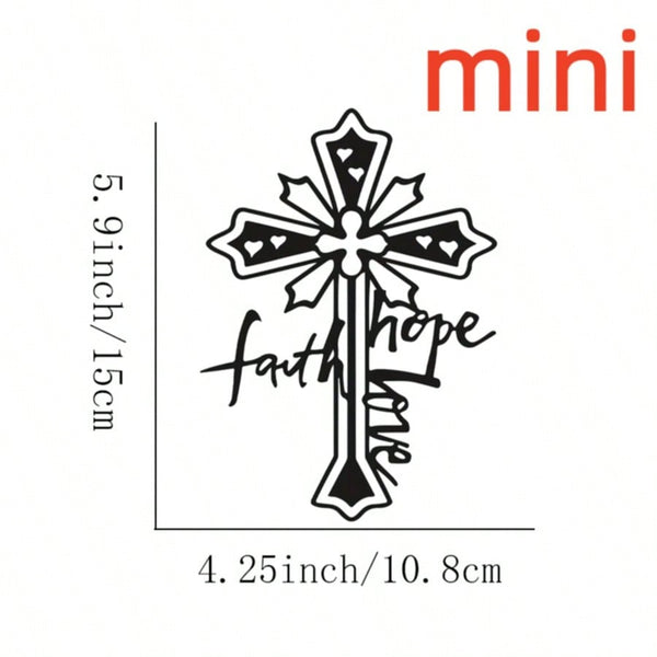 1 piece of "Jesus Loves Me" cross metal wall hanging artwork, powder coated wrought iron religious decorations for churches and homes. Weather-resistant indoor and outdoor spiritual gifts, Easter elegant design