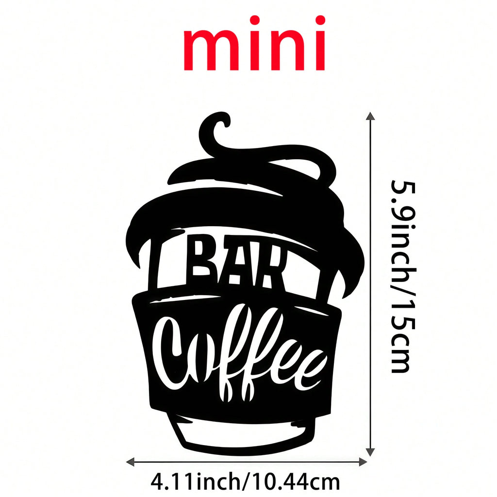 Ladies line art metal wall decoration - minimalist coffee and lipstick silhouette, black metal wall carving, perfect for living room, bedroom, balcony or patio decoration, the perfect housewarming gift.