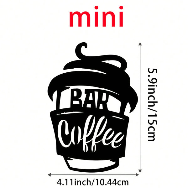 Ladies line art metal wall decoration - minimalist coffee and lipstick silhouette, black metal wall carving, perfect for living room, bedroom, balcony or patio decoration, the perfect housewarming gift.