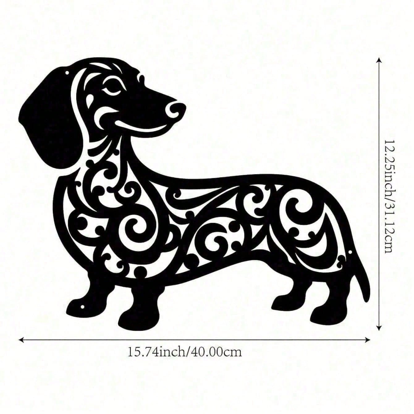 Long Dog Silhouette Metal Wall Art - Modern Outdoor & Indoor Home Decor for Garden, Patio, Fence, Front Porch & Balcony | Weather-Resistant Rustproof Yard Sign, Hanging Wall Sculpture, Farmhouse & Contemporary Decor Accent，cuadros de pared，room decor，vale Secondary image