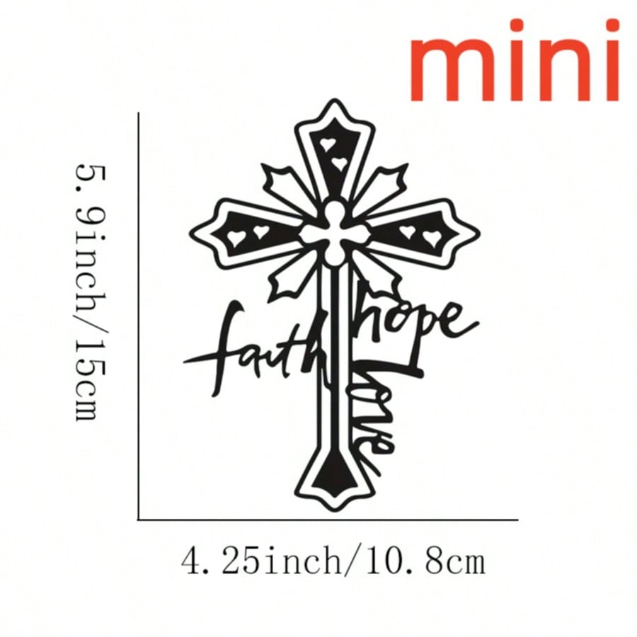 1 Piece Cross Wall Hanging Ornament - Elegant and simple Christian ornament, suitable for churches, homes, offices. Made with powder coated wrought iron, inspired by the Bible