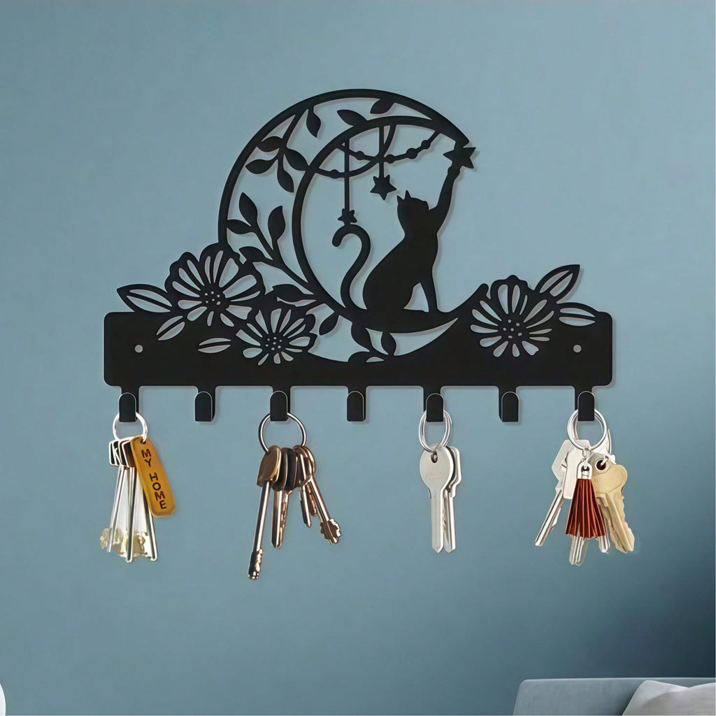 1 Tosu branch metal wall hook, 7 hook clothes and hat key hook, natural style decorative finishing hook, suitable for room decoration such as entrance bedroom and living room