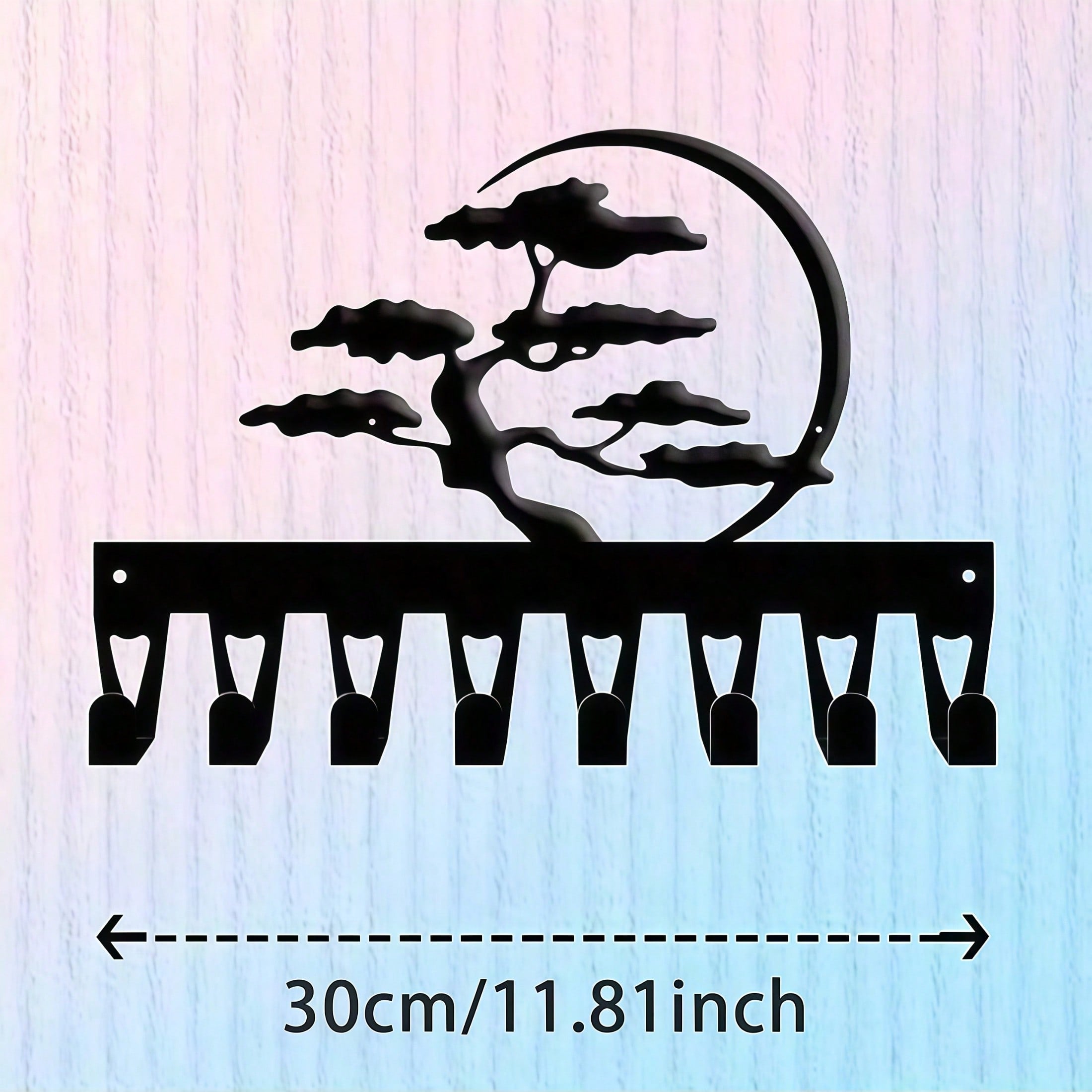1个简约盆栽造型墙挂钩,8钩容量 - 节省空间铁艺衣帽架,盆栽树造型设计,易于安装于门厅、卧室、客厅 - 完美的乔迁新居礼物,装饰性树形设计,适合室内装饰