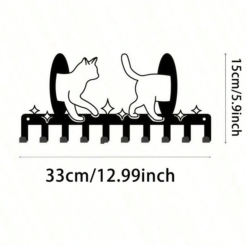 Cat-shaped key hook decorative key storage rack cute wall-mounted clothes hook wall-mounted decorative clothing storage container suitable for hanging dog leash and other Xinghong handicraft design