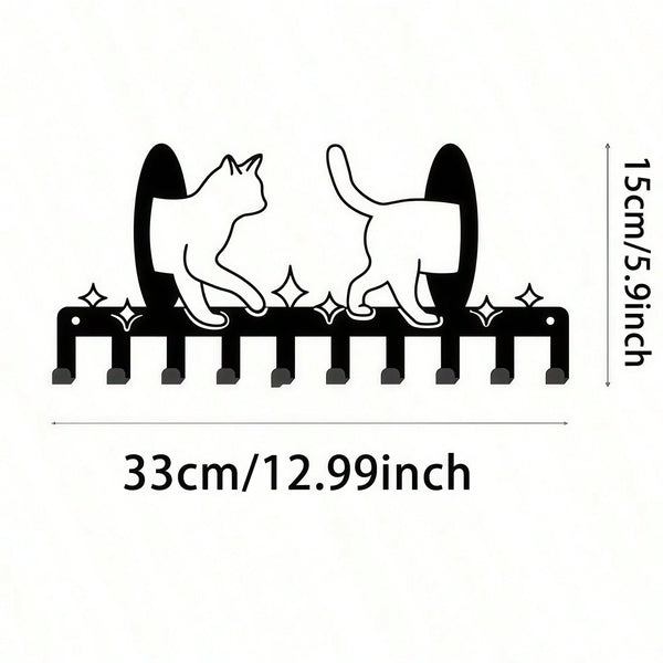 Cat-shaped key hook decorative key storage rack cute wall-mounted clothes hook wall-mounted decorative clothing storage container suitable for hanging dog leash and other Xinghong handicraft design
