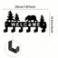 Metal Key Hook Holder - Black Wall Mounted Key Storage Box with 6 Hooks, Decorative Bear and Pine Pattern, Size 10.6x5.5 Inches, Suitable for Room Decor, Wall Decor, Home Decor, Bathroom Decor, Coffee Bar Essentials, Wall Art