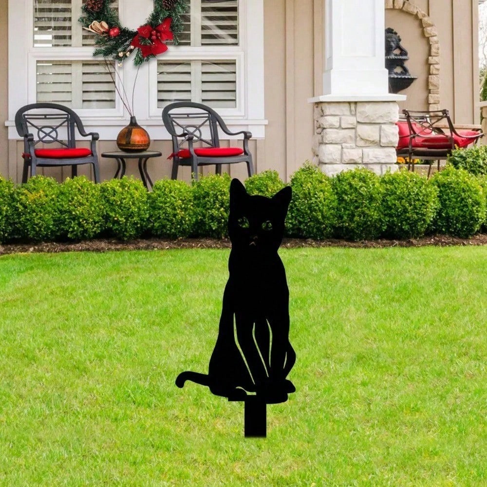 1pc Metal Dog/Cat Stake,Outdoor Metal Deer Statue,Silhouette Deer Stake,Outdoor Decor Metal Animal Stakes Waterproof