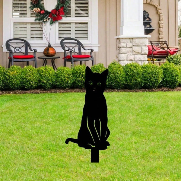 1pc Metal Dog/Cat Stake,Outdoor Metal Deer Statue,Silhouette Deer Stake,Outdoor Decor Metal Animal Stakes Waterproof