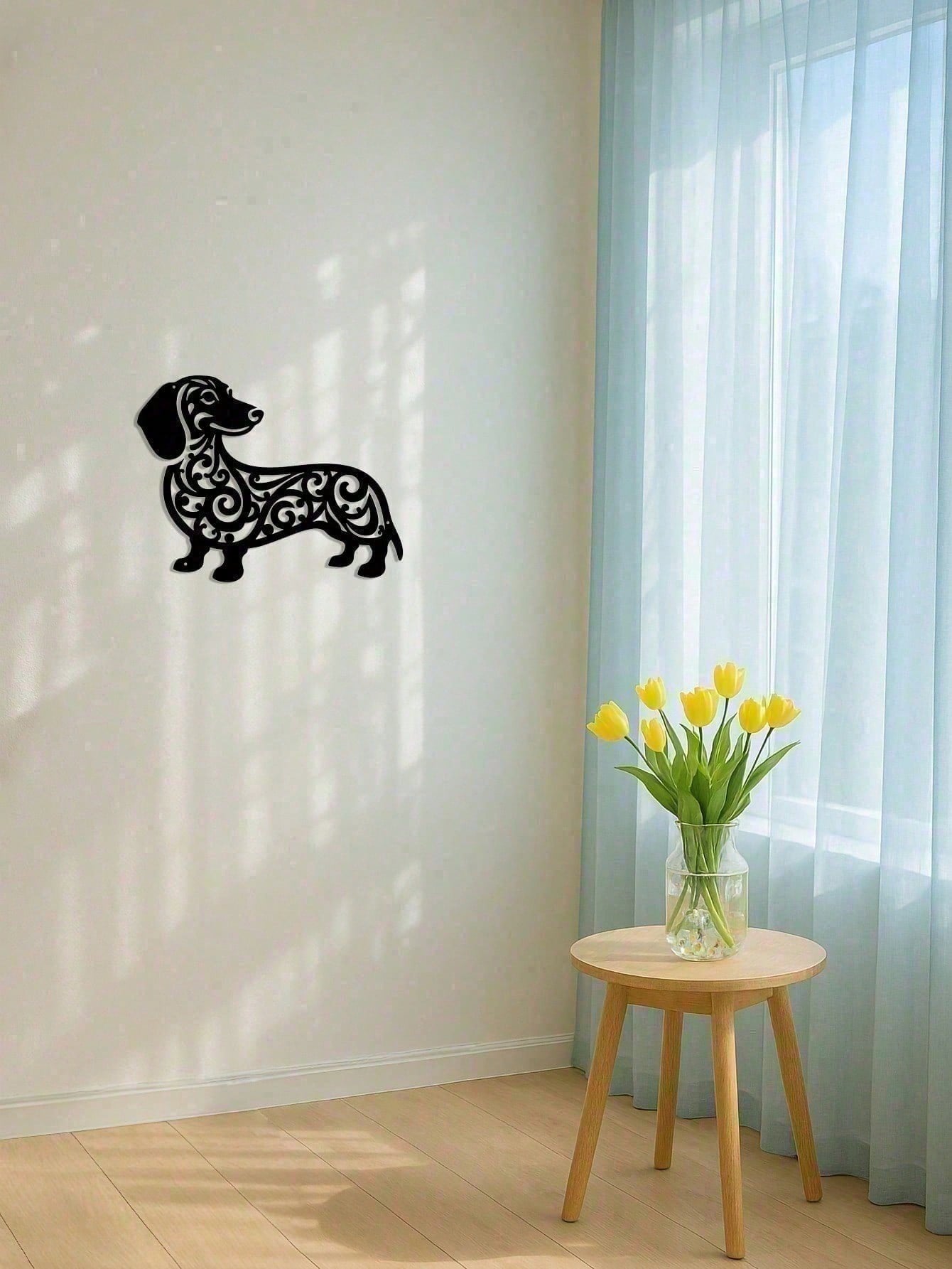 Long Dog Silhouette Metal Wall Art - Weather-Resistant Outdoor Indoor Decor for Garden, Patio, Fence | Rustproof Hanging Wall Sculpture, Farmhouse Contemporary Accent，cuadros de pared，room decor，valentine’s day，home decor，home décor，wall decor，valentines， Main image