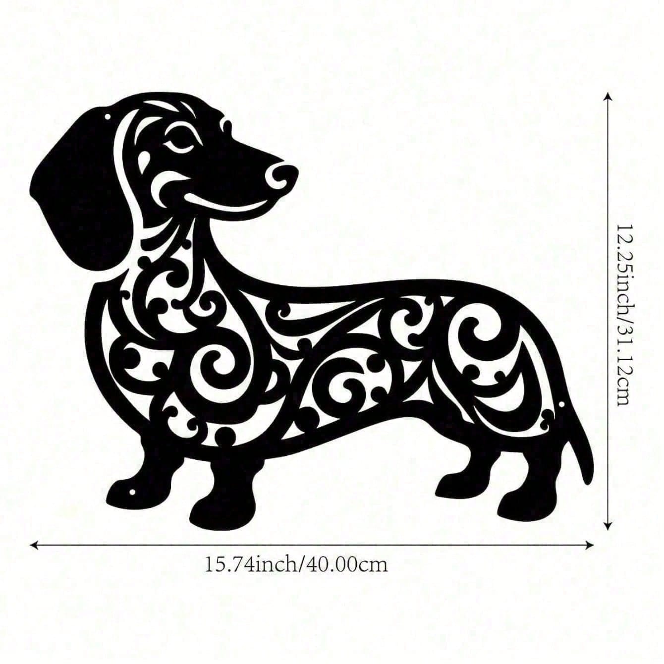 Long Dog Silhouette Metal Wall Art - Weather-Resistant Outdoor Indoor Decor for Garden, Patio, Fence | Rustproof Hanging Wall Sculpture, Farmhouse Contemporary Accent，cuadros de pared，room decor，valentine’s day，home decor，home décor，wall decor，valentines， Secondary image