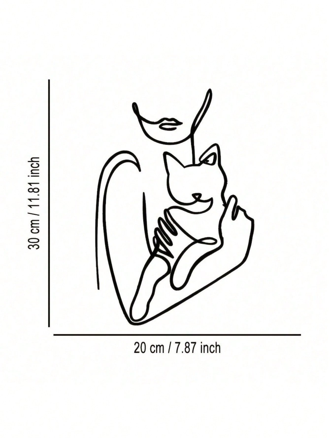 1pc Elegant Minimalist Iron Wire Line Art Decorative Painting - Woman Hugging Cat, Suitable For Office, Home, Living Room, Bedroom, Balcony, Kitchen, Yard, Store, Cafe, Dance Hall, Bar, Country And Farmhouse Style. Ideal As Housewarming, Holiday Or Birthd
