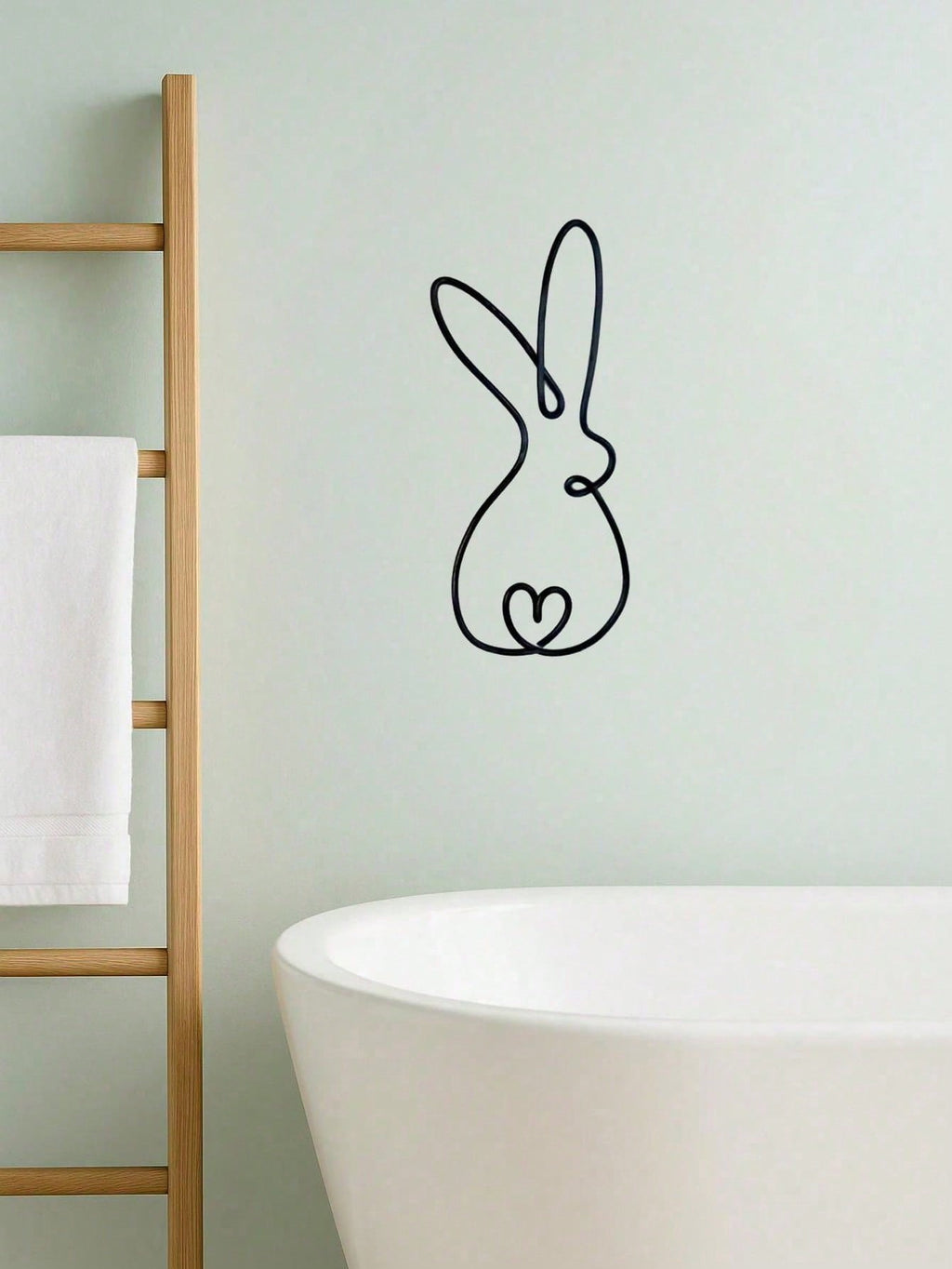 Classic Rabbit-Shaped Metal Wall Decor, Minimalist Line Art Rabbit Sculpture With Heart Motif, Animal-Inspired Wall Hanging-Perfect As A Festive Gift For Easter, Valentine's Day, Mother's Day, Grandparents' Day, St. Patrick's Day, And More.