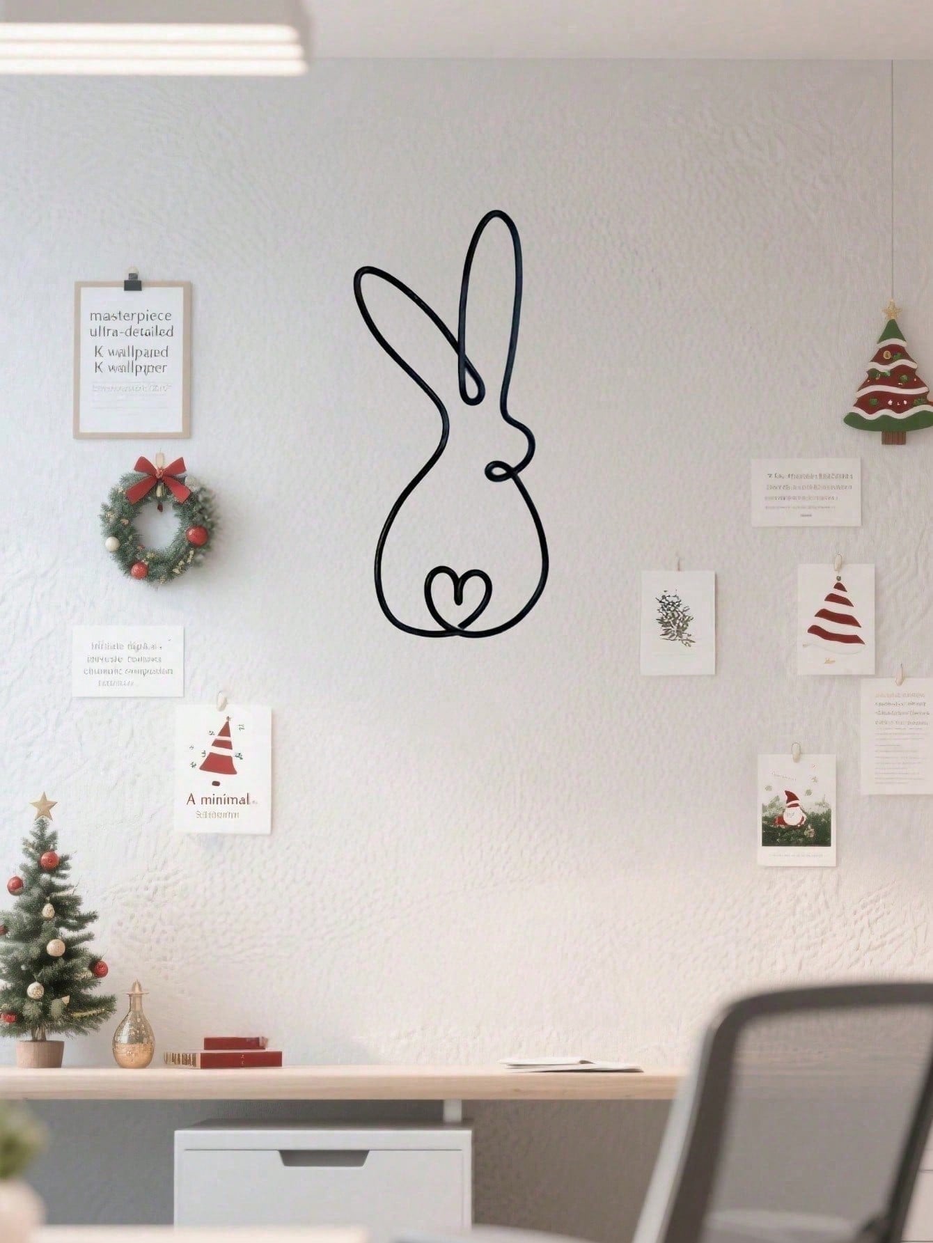 Classic Rabbit-Shaped Metal Wall Decor, Minimalist Line Art Rabbit Sculpture With Heart Motif, Animal-Inspired Wall Hanging-Perfect As A Festive Gift For Easter, Valentine's Day, Mother's Day, Grandparents' Day, St. Patrick's Day, And More.