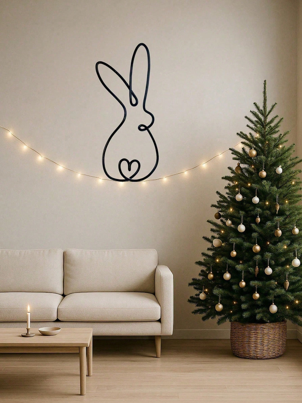 Classic Rabbit-Shaped Metal Wall Decor, Minimalist Line Art Rabbit Sculpture With Heart Motif, Animal-Inspired Wall Hanging-Perfect As A Festive Gift For Easter, Valentine's Day, Mother's Day, Grandparents' Day, St. Patrick's Day, And More.