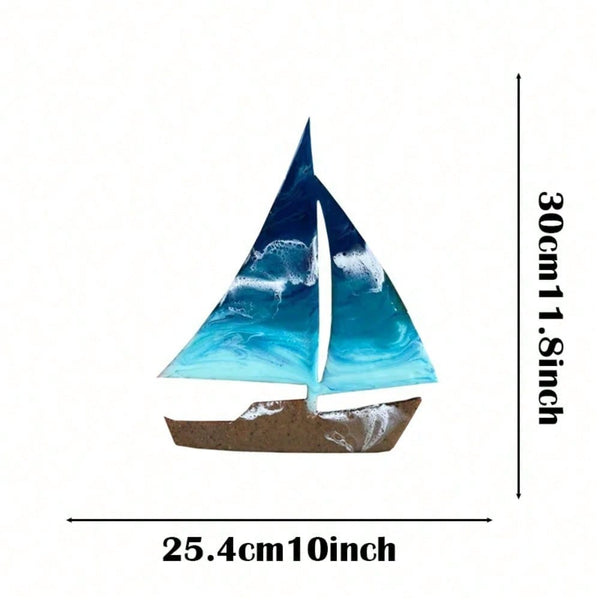 1pc Metal Sailboat Shape Wall Art Ocean Kids Room Decor Sailboat Artwork Beach Home Decor Gifts For Beach Lovers, Home Decor