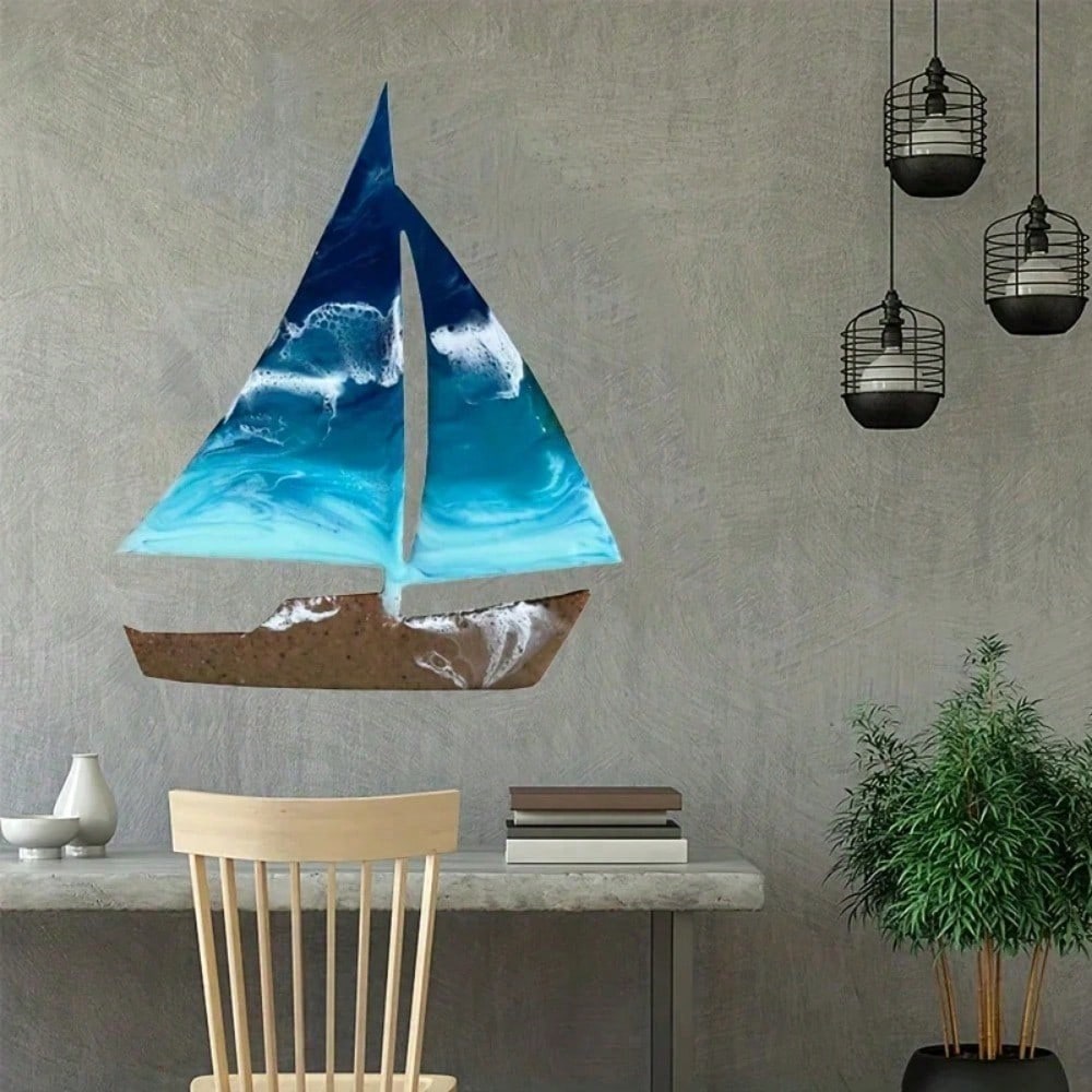 1pc Metal Sailboat Shape Wall Art Ocean Kids Room Decor Sailboat Artwork Beach Home Decor Gifts For Beach Lovers, Home Decor