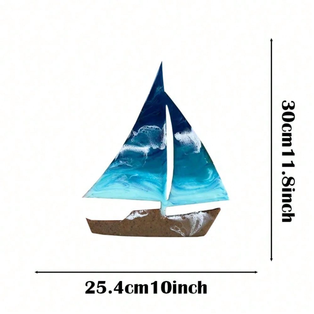 1pc Metal Sailboat Shape Wall Art Ocean Kids Room Decor Sailboat Artwork Beach Home Decor Gifts For Beach Lovers, Home Decor Secondary image