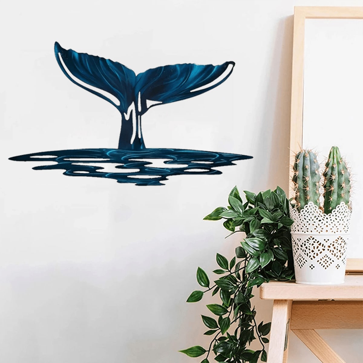 1 Metal Wall Art, Ocean Series - Whale Tail, Indoor Home Decor, Housewarming Gift, Wall Hanging, Metal Wall Sculpture. Perfect for gifting or festive decoration, ideal for modern home decor, room accents, and bedroom styling. Main image