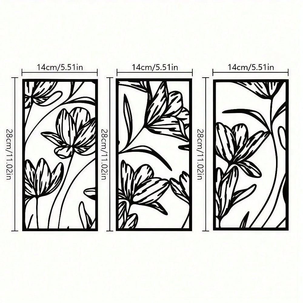 3 PiecesMetal Flower Wall Art, Modern Abstract Black Metal Line Art Decor, Minimalist Home Wall Decoration, Living Room & Bedroom Accent, Waterproof, Rustproof & Durable. Perfect For Modern Home Decor - Stylish, Lightweight, And Ready To Hang.