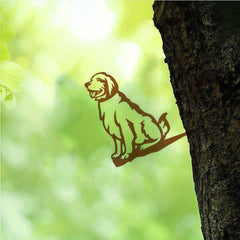 1pc Rusty Or Black Metal Silhouette Golden Retriever Dog Decor. Countryside Outdoor Home Garden Decoration. Suitable As Housewarming Gift For Pet Lovers. Applicable For Pet Hospital Waiting Area, Dog-Themed Park, Etc. To Create A Warm And Cute Ambiance.