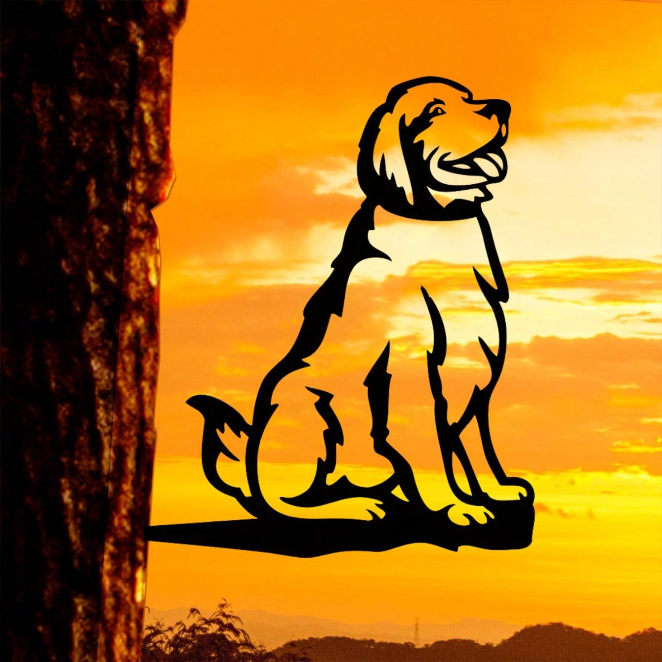 1pc Rusty Or Black Metal Silhouette Golden Retriever Dog Decor. Countryside Outdoor Home Garden Decoration. Suitable As Housewarming Gift For Pet Lovers. Applicable For Pet Hospital Waiting Area, Dog-Themed Park, Etc. To Create A Warm And Cute Ambiance.