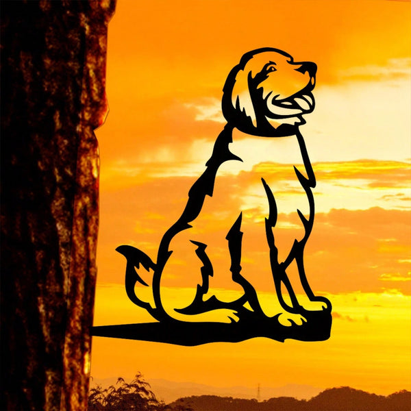 1pc Rusty Or Black Metal Silhouette Golden Retriever Dog Decor. Countryside Outdoor Home Garden Decoration. Suitable As Housewarming Gift For Pet Lovers. Applicable For Pet Hospital Waiting Area, Dog-Themed Park, Etc. To Create A Warm And Cute Ambiance.
