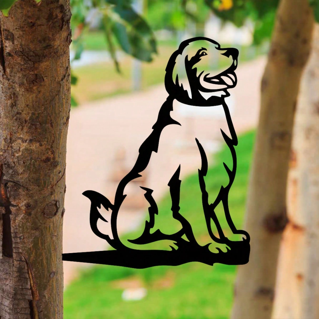 1pc Rusty Or Black Metal Silhouette Golden Retriever Dog Decor. Countryside Outdoor Home Garden Decoration. Suitable As Housewarming Gift For Pet Lovers. Applicable For Pet Hospital Waiting Area, Dog-Themed Park, Etc. To Create A Warm And Cute Ambiance.