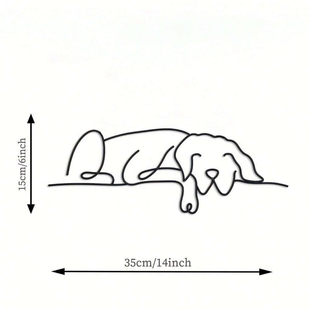 This adorable dog metal wall decoration features iron silhouettes to present animal figures, with simple and abstract lines outlining its unique charm. It is an excellent choice for home decoration, creating a warm and comfortable atmosphere