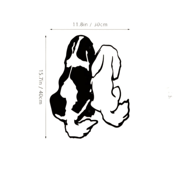 This adorable dog metal wall decoration features iron silhouettes to present animal figures, with simple and abstract lines outlining its unique charm. It is an excellent choice for home decoration, creating a warm and comfortable atmosphere