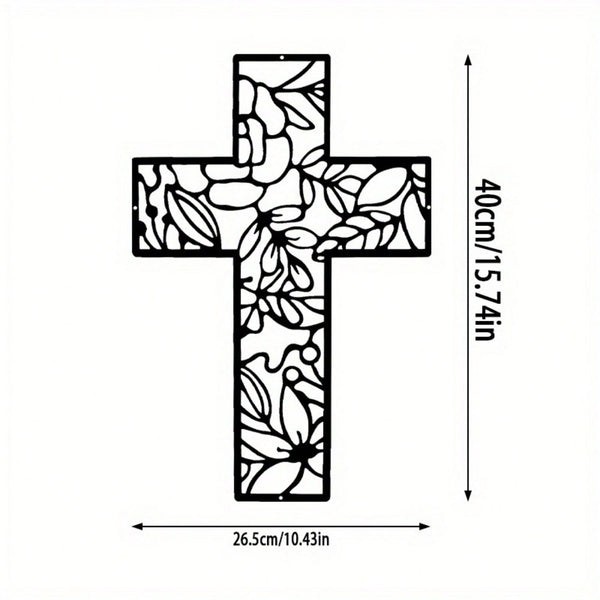 Vintage Floral Cross Metal Wall Decorations - Elegant crosses with delicate rose motifs made of durable iron. The perfect gift for Christmas, Easter, Mother's Day, Father's Day and graduation ceremonies.