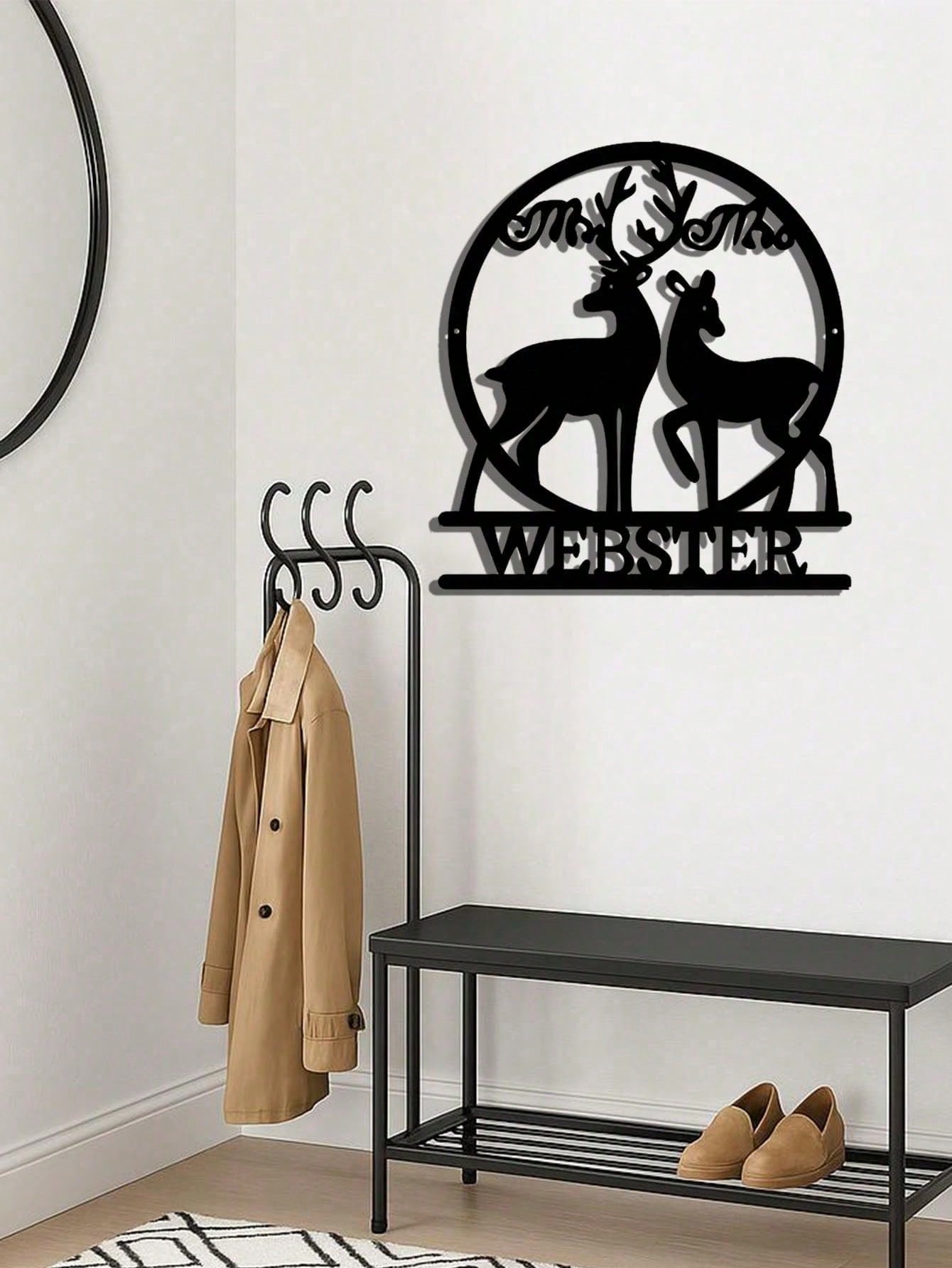 Gothic Deer Skull Wall Art - Modern Black Metal Sculpture, Waterproof & Rustproof Home Decor | Halloween Gift Idea for Animal Lovers, Gothic Farmhouse, Dark Academia, Vintage & Industrial Aesthetic | Unique Wall Hanging, Statement Piece, Gothic Decor, Apa Main image